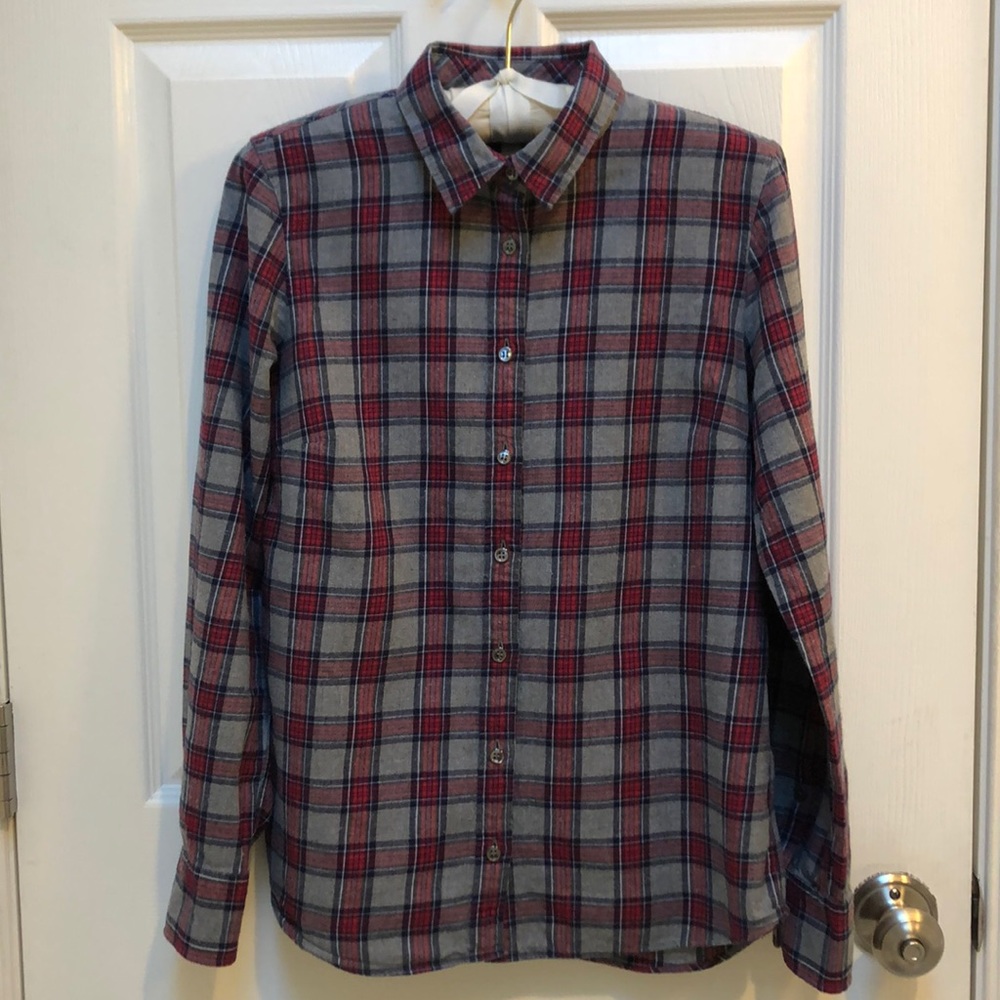 EUC J. Crew plaid flannel button down shirt